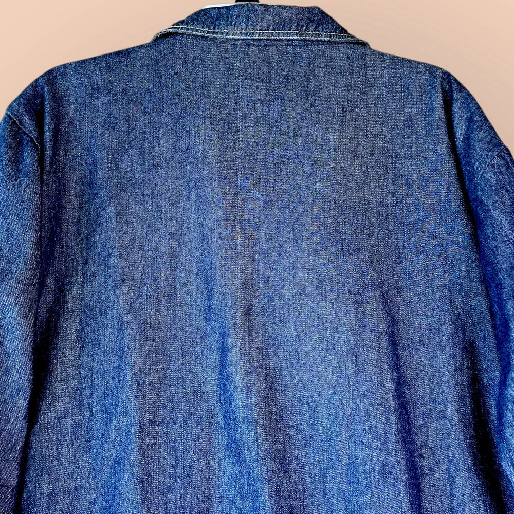 Scandia Woods Vintage 90s Mens L Full Zip Blue Denim Bomber Jacket Oversized - Picture 5 of 11